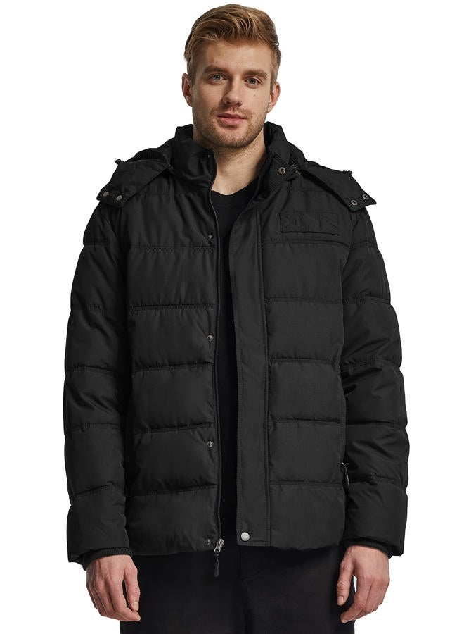 wantdo Men's Hooded Winter Padded Puffer Coat Windproof Puffer Jacket (Black, Large) - Image 3