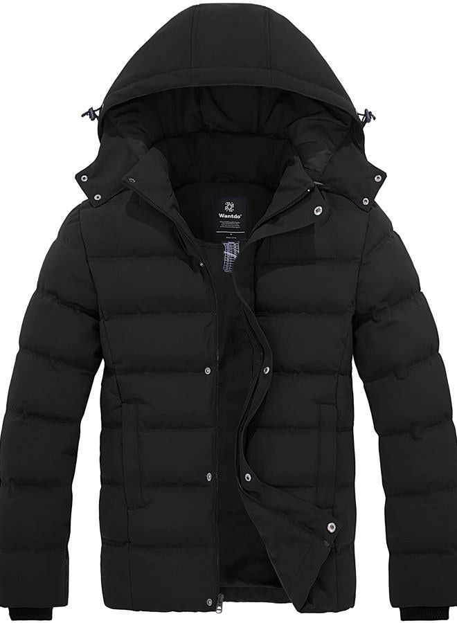 wantdo Men's Hooded Winter Padded Puffer Coat Windproof Puffer Jacket (Black, Large) - Image 1