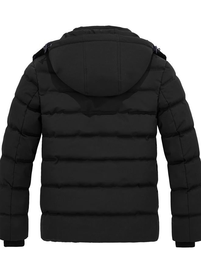 wantdo Men's Hooded Winter Padded Puffer Coat Windproof Puffer Jacket (Black, Large) - Image 2