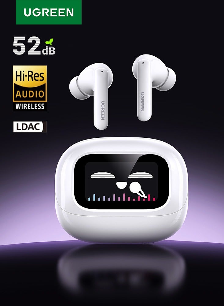 EchoBuds Magic White Bluetooth ANC 52dB In-Ear Wireless Headphones with Smart Touch Screen, 12 One-Touch Functions, Battery Life (6H for Headphones, 30H Total), Compatible with iPhone 17/16 Series, Huawei -