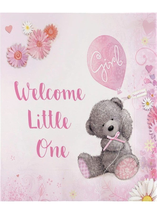 Iconikal 75-Count Baby Shower Party Napkins, Baby Girl, Baby Pink, Disposable Paper Party Napkins, Dinner Size - Image 1