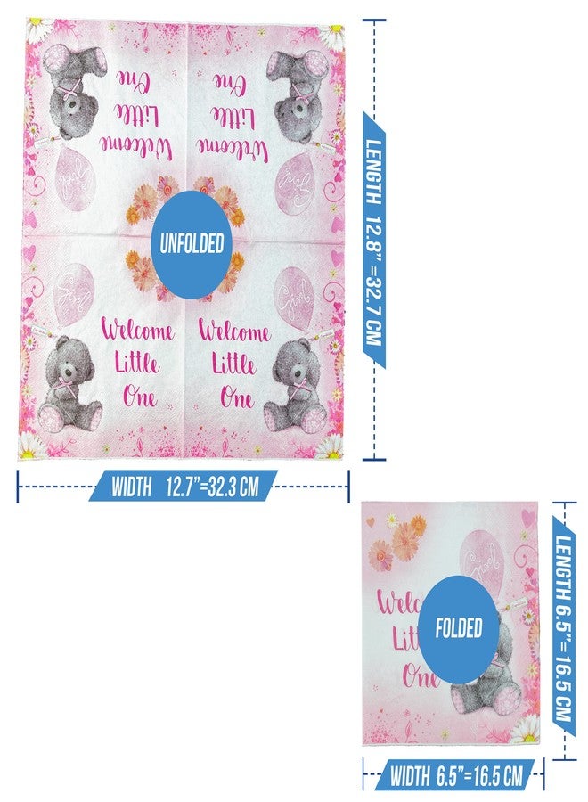 Iconikal 75-Count Baby Shower Party Napkins, Baby Girl, Baby Pink, Disposable Paper Party Napkins, Dinner Size - Image 3