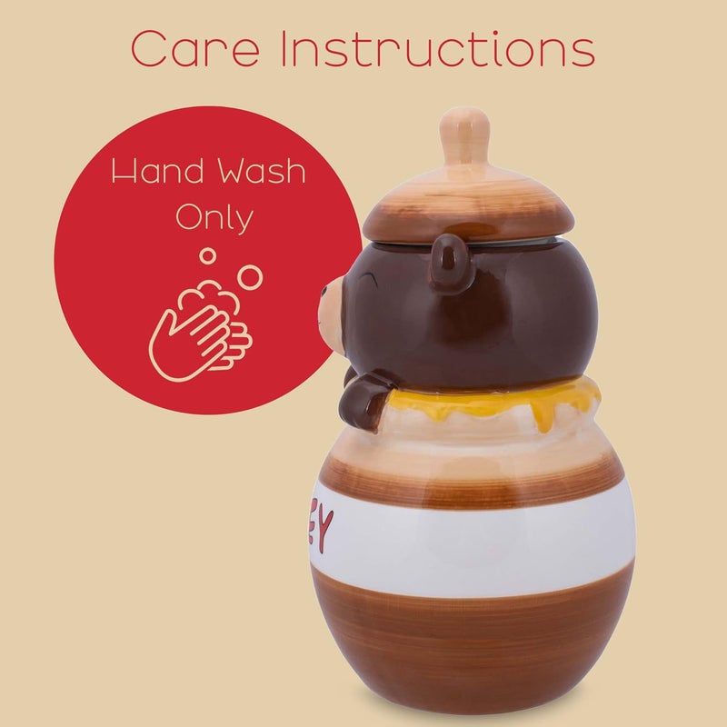 100 North Dolomite Ceramic 11.1 x 6.3 Everyday Cookie & Candy Jar with Airtight Lid: Perfect for Kitchen Canisters, Pet Treat Containers & Decorative Storage, Smiling Brown Bear in Honey Jar - Image 3