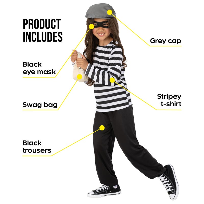 fun shack Robber Costume Kids, Burglar Costume Boys, Robber Costumes for Boys, Book Characters Costumes for Kids, Small - Image 2