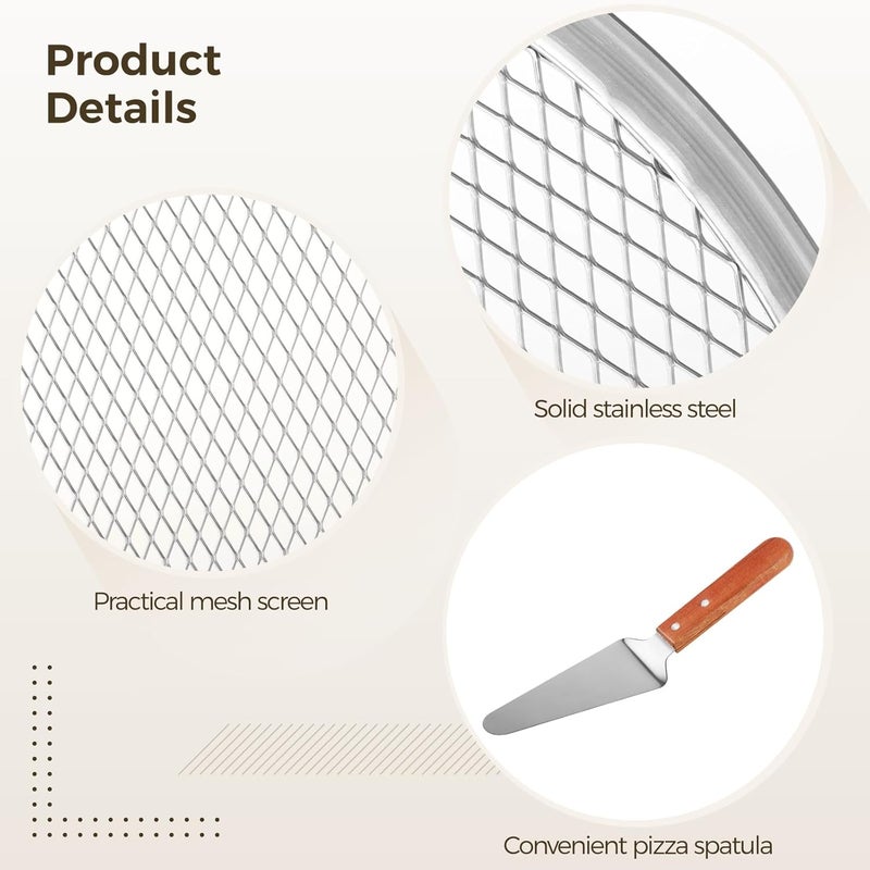 Professional Pizza Screen Set, 10 & 12 Inch Aluminum Mesh Pans for Perfectly Crispy Pizza Crust - Image 2
