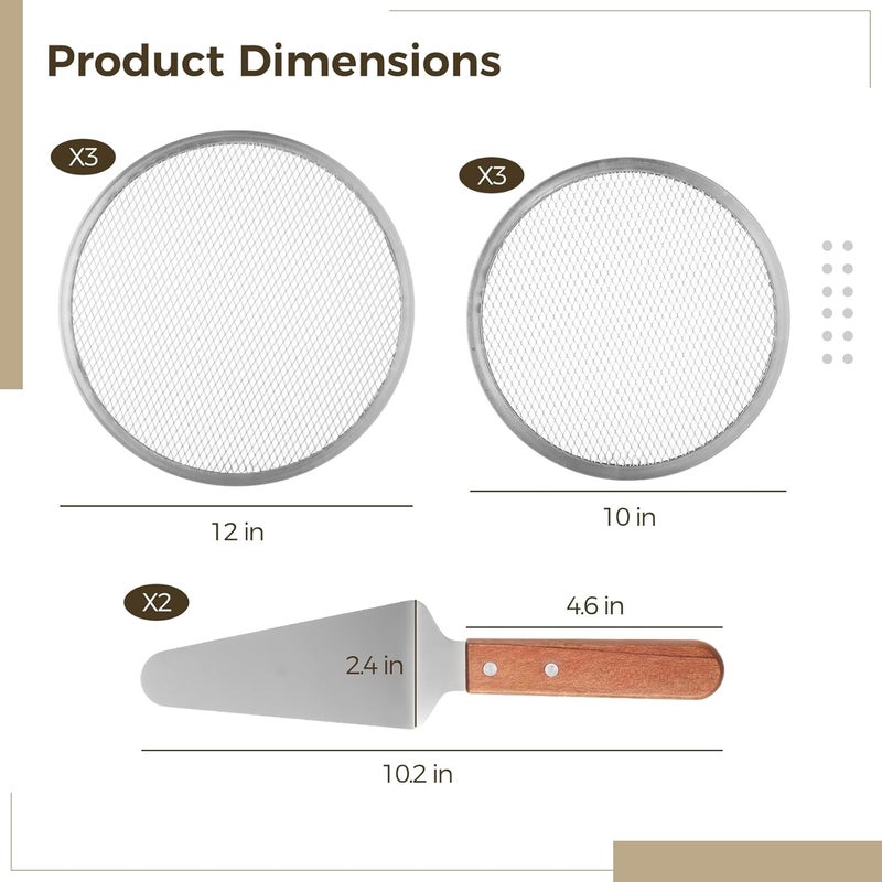 Professional Pizza Screen Set, 10 & 12 Inch Aluminum Mesh Pans for Perfectly Crispy Pizza Crust - Image 3
