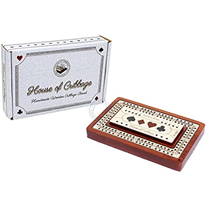 House of Cribbage (Bloodwood/Maple Wood) - - 2 Track - Wooden Travel/Pocket Size Board - 10cm - Inlaid in Bloodwood/Maple Wood with Storage Space for Pegs - 60 Points - Non ... - Image 5