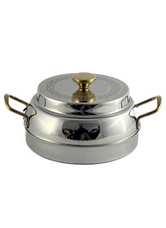Ellora Hotpot 7500ml Capacity - Air Tight Lid - High Quality Stainless Steel - Silver & Etching Gold