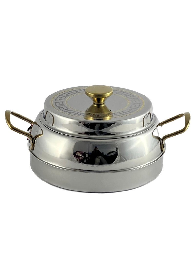 Homemaker - Ellora Hotpot 7500ml Capacity - Air Tight Lid - High Quality Stainless Steel - Silver & Etching Gold - Image 1