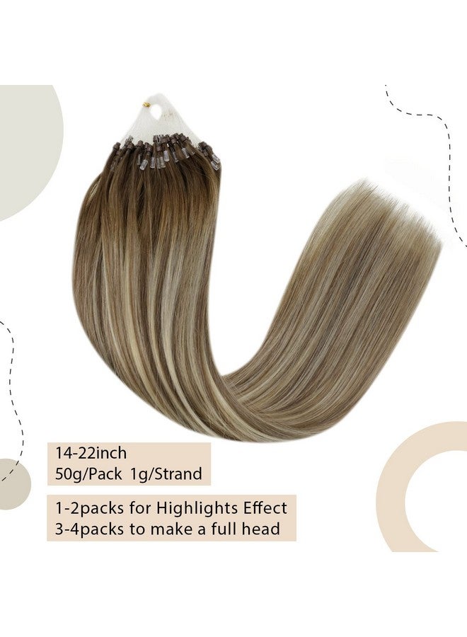 إيزي يوث Balayage مايكرو حلقة الشعر ملحقات الشعر البشري Microbeads الشعر أومبير بني داكن يتلاشى إلى بني فاتح مختلط شقراء مايكرو وصلات الشعر الشعر البشري الحقيقي 18 بوصة 50G 1G / S - Image 2