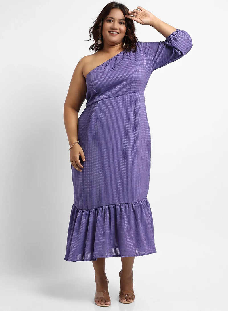 Instafab Plus One-Shoulder Midi Dress