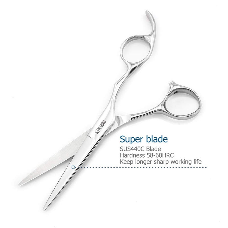 KINSARO 5.5" Professional Hair Scissors Barber Haircut Cutting Scissors Hairdresser 440C Hair Shears Blind Hole Convex Edge KINSARO for Hairdresser Barber or Home Use - Image 3