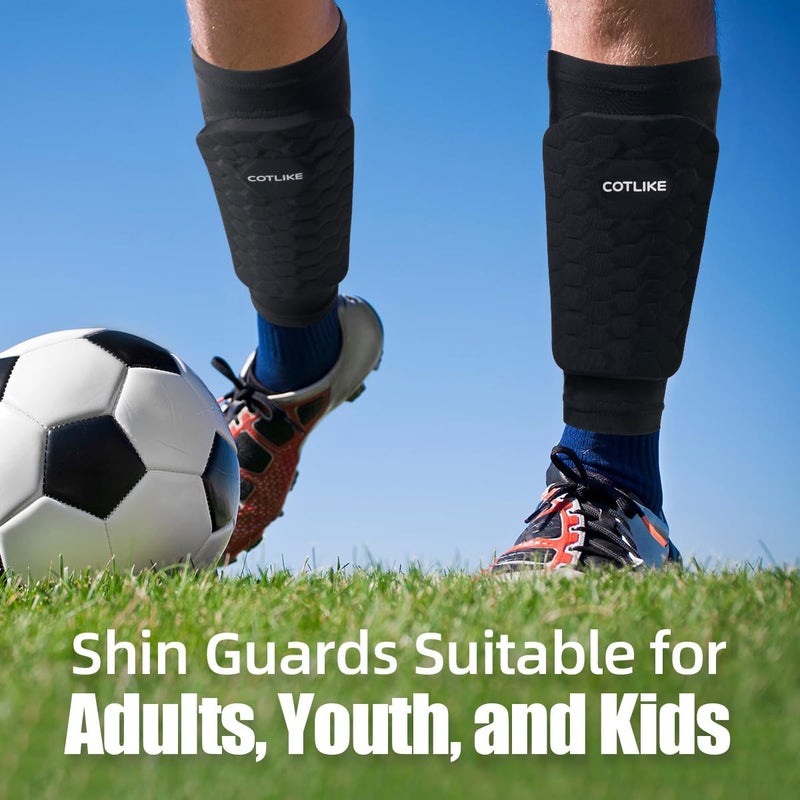 COTLIKE Soccer Shin Guards for Kids Youth Adults, Ski Shin Guards Sleeves for 2-18 Years Old Boys Girls Men, Calf Compression Sleeve with Honeycomb Pads, Espinilleras de Futbol para Hombres - Image 3