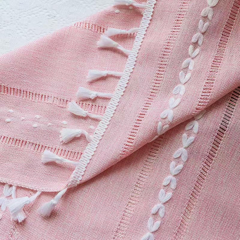 Deeprove الستائر Deeprove Pink Boho بطول 84 بوصات لغرفة نوم حضانة الخصوصية البوهيمية أنيقة تطريز خمر شرابات مصنوعة يدويًا قضيب ديكور ديكور قضيب 1 لوحة W52 X L84 Blush - Image 3