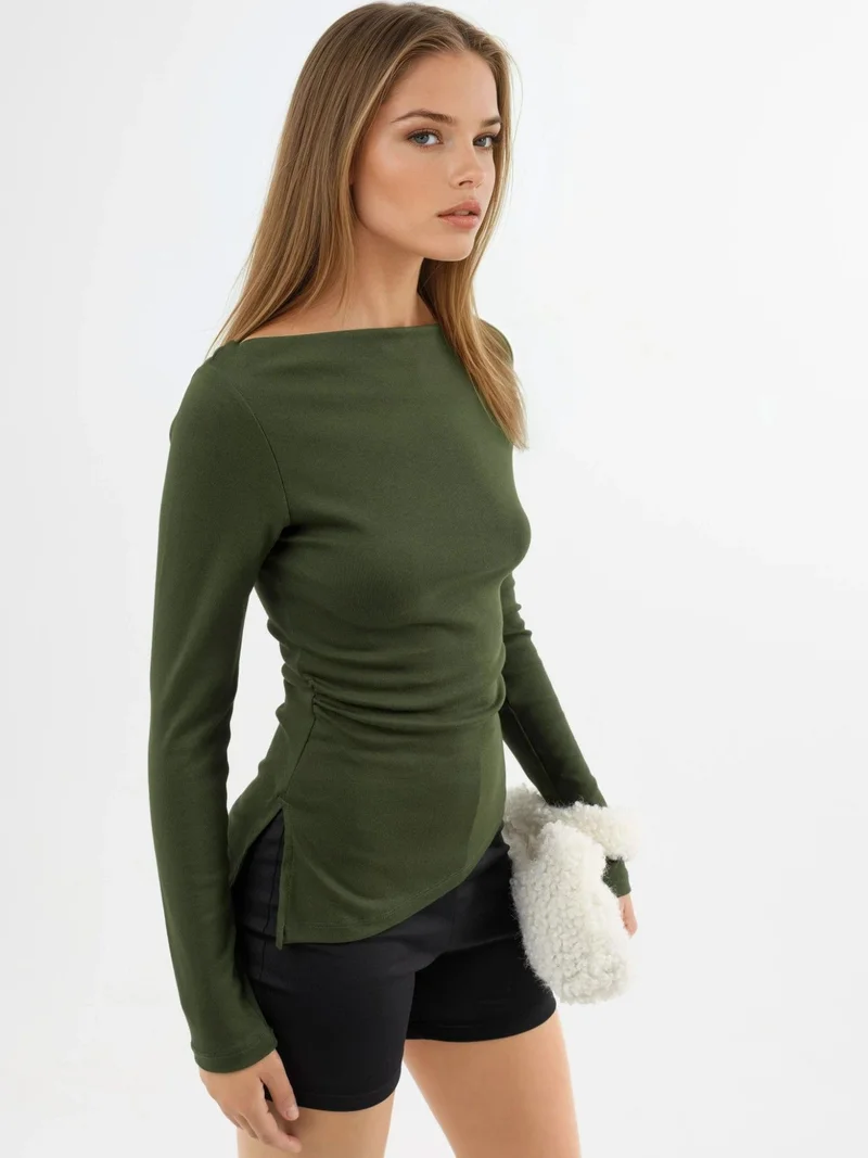 Busem BUSEM Boat Neck Cotton Blouse