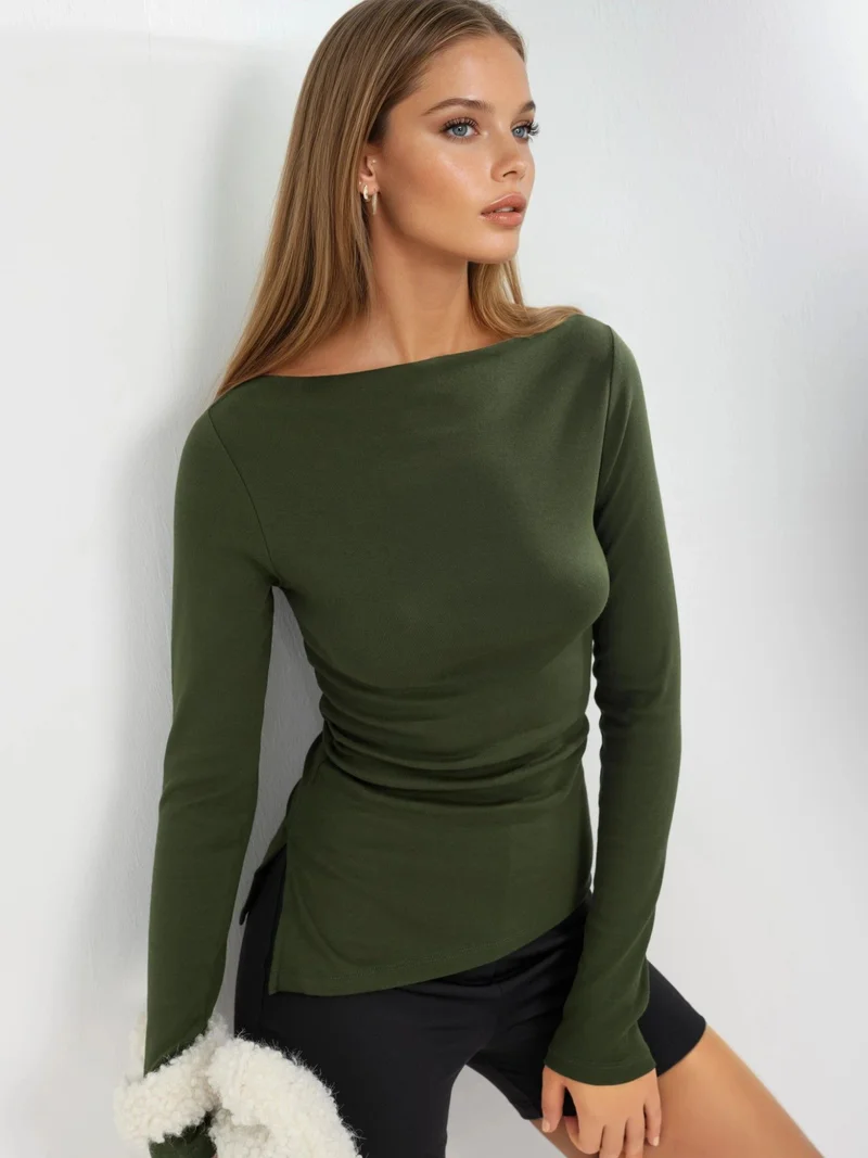 Busem BUSEM Boat Neck Cotton Blouse