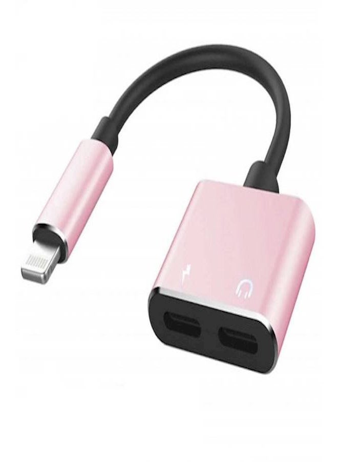 Generic 2 In 1 Adapter Splitter For Apple iPhone 8 Plus/7 Plus Pink/Black - Image 1