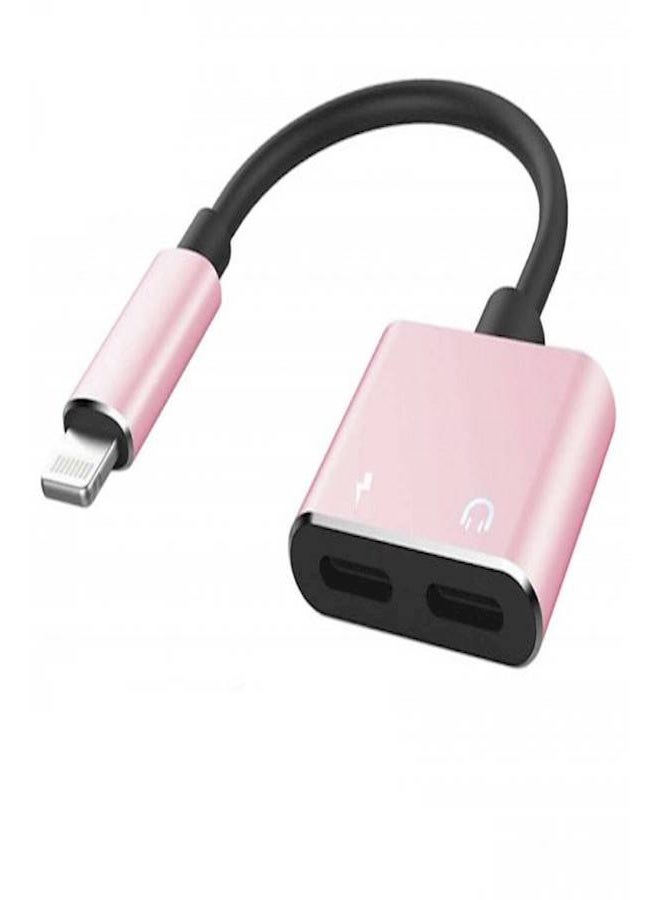Generic 2 In 1 Adapter Splitter For Apple iPhone 8 Plus/7 Plus Pink/Black - Image 2
