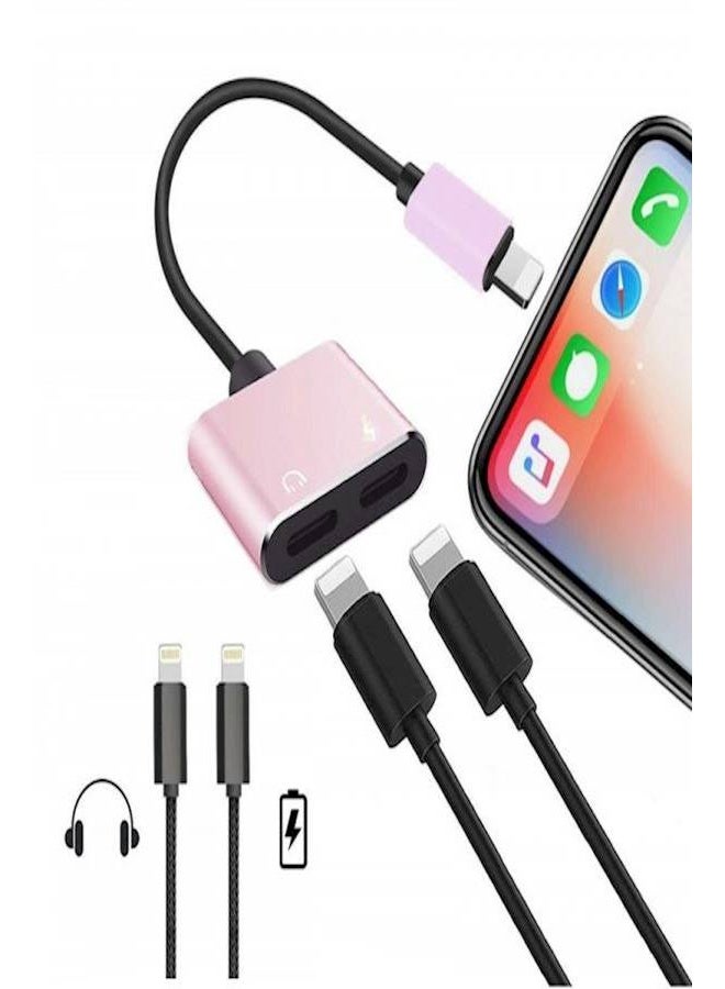 Generic 2 In 1 Adapter Splitter For Apple iPhone 8 Plus/7 Plus Pink/Black - Image 4