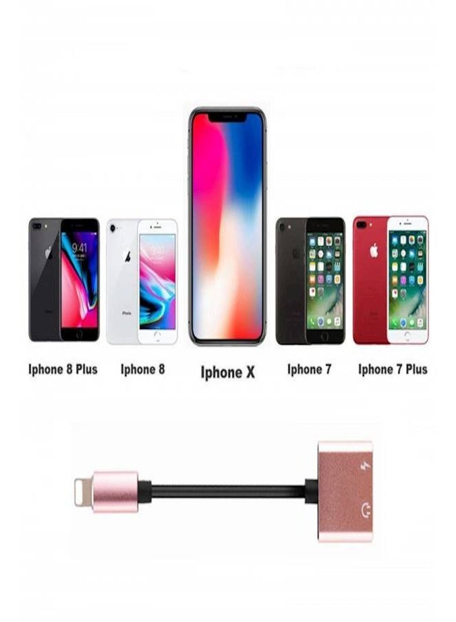Generic 2 In 1 Adapter Splitter For Apple iPhone 8 Plus/7 Plus Pink/Black - Image 5