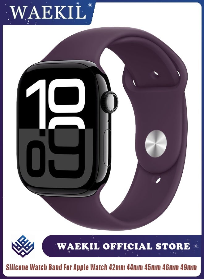 وايكيل سوار سيليكون رياضي متوافق مع Apple Watch Ultra 2 و Ultra و SE و Series 10-7، حزام قابل للتعديل بأحجام 42-49 مم، خفيف الوزن، مقاوم للعرق، سهل الفك، مثالي للاستخدام اليومي للرجال والنساء، لون أحمر شجرة البرقوق - Image 1
