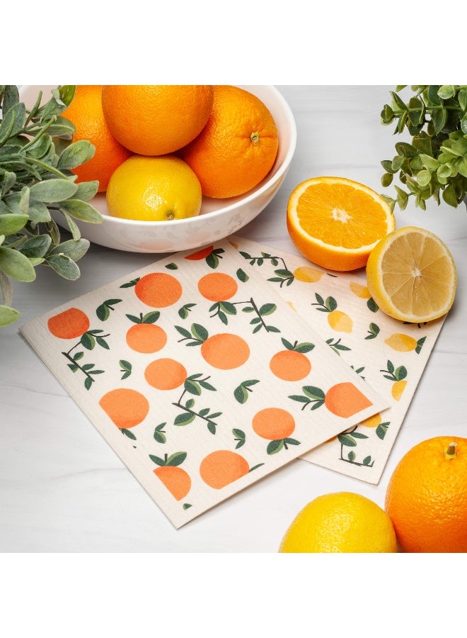 4-Pack Reusable Kitchen Dishcloths, Eco-Friendly Cleaning Sponges with Fruit & Egg Prints, 7.87x6.88 Inch - Image 5