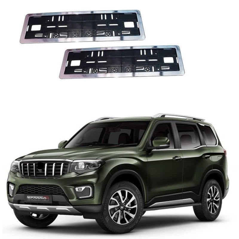 ModifyStyle Front & Rear Number Plate Frame Chrome Suitable for Mahindra Scorpio-N (2022-Present) - Image 1