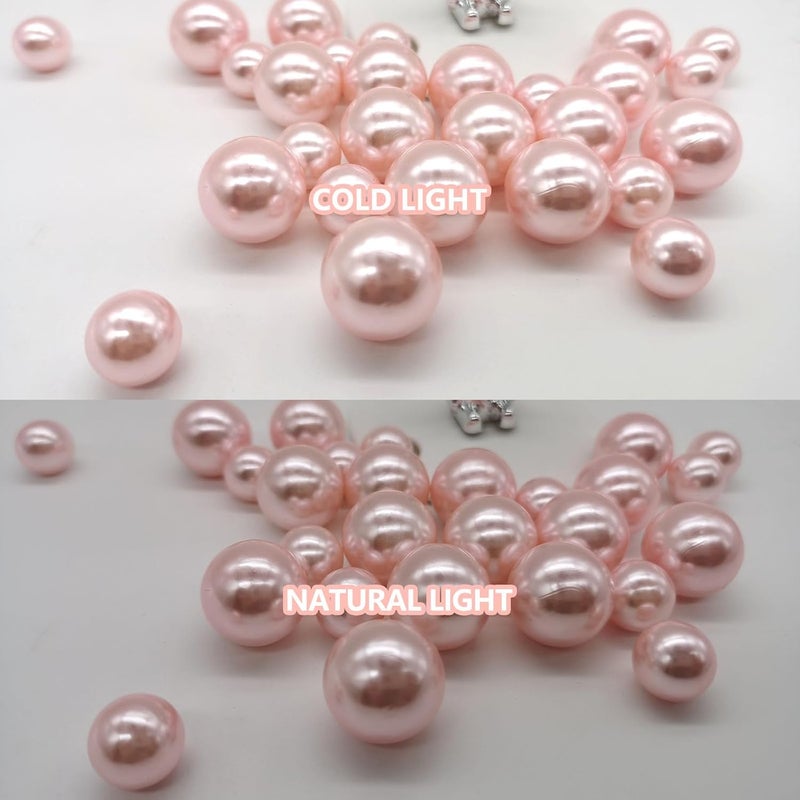 ZEBMOON 200PCS Light Pink Faux Pearls Beads for Centerpiece Vases, Vase Filler Faux Pearls, No Holes Filler Beads for Party Anniversary Birthday Wedding Table Decor, 10/14/20/30mm - Image 3