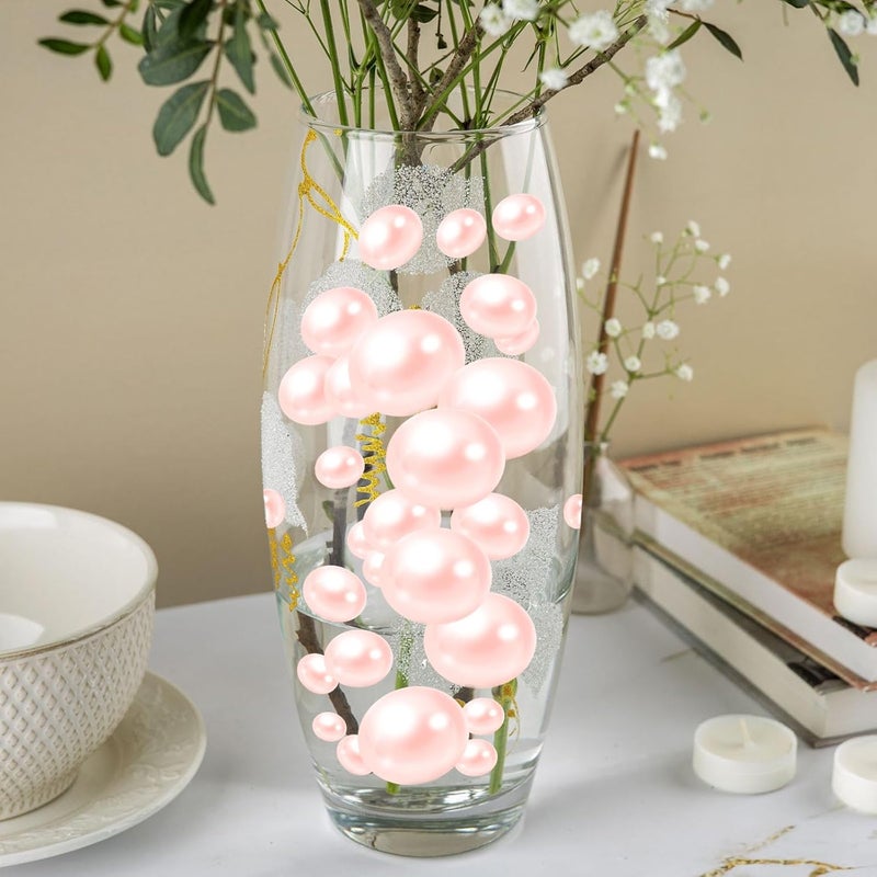 ZEBMOON 200PCS Light Pink Faux Pearls Beads for Centerpiece Vases, Vase Filler Faux Pearls, No Holes Filler Beads for Party Anniversary Birthday Wedding Table Decor, 10/14/20/30mm - Image 4