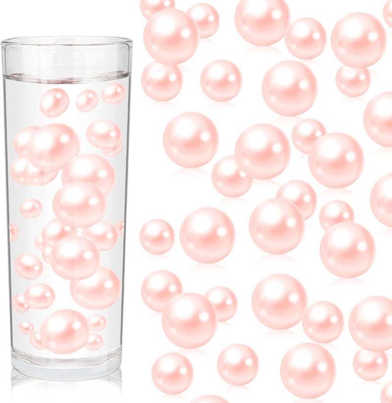 ZEBMOON 200PCS Light Pink Faux Pearls Beads for Centerpiece Vases, Vase Filler Faux Pearls, No Holes Filler Beads for Party Anniversary Birthday Wedding Table Decor, 10/14/20/30mm - Image 1