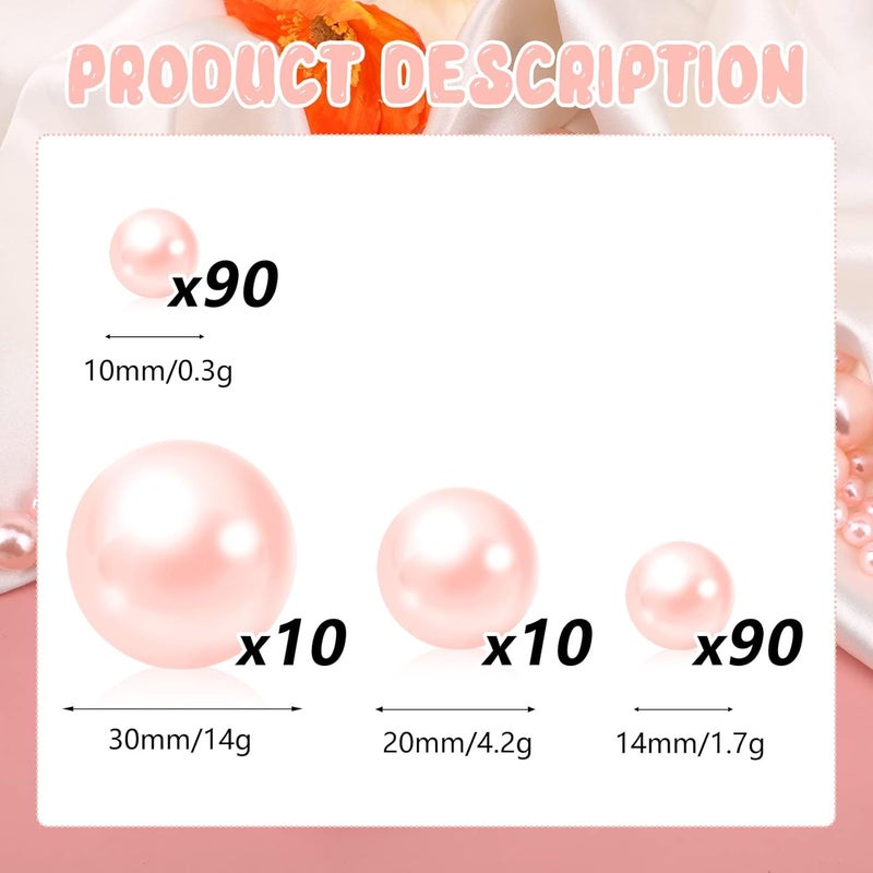 ZEBMOON 200PCS Light Pink Faux Pearls Beads for Centerpiece Vases, Vase Filler Faux Pearls, No Holes Filler Beads for Party Anniversary Birthday Wedding Table Decor, 10/14/20/30mm - Image 2