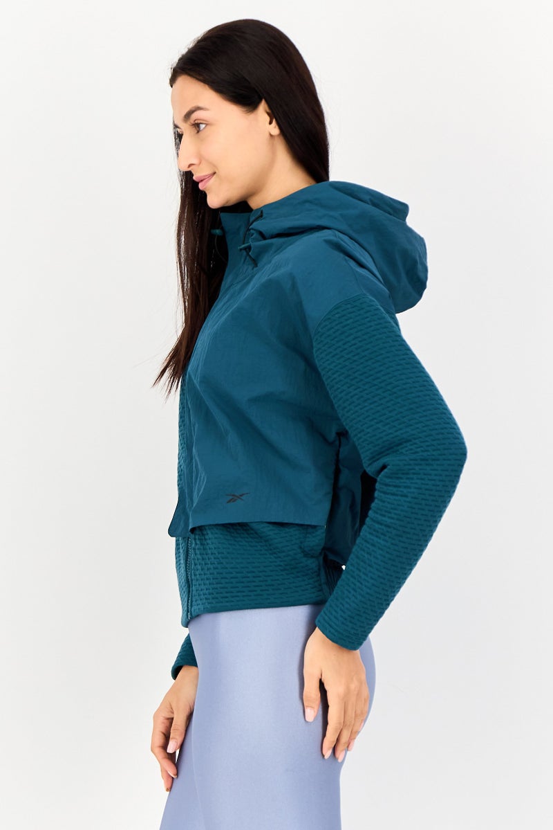 Reebok Women Sportswear Fit Long Sleeve Outdoor Jacket, Teal Blue - Image 2