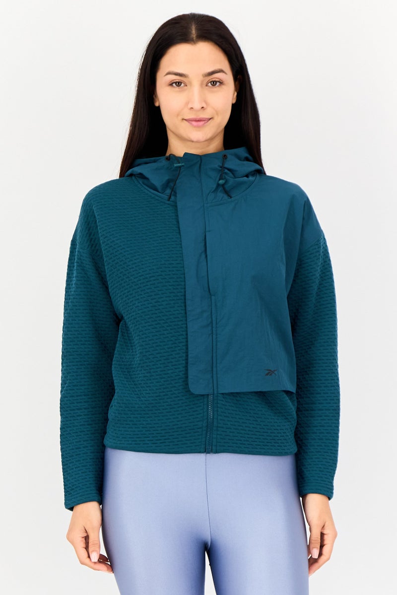 Reebok Women Sportswear Fit Long Sleeve Outdoor Jacket, Teal Blue - Image 1