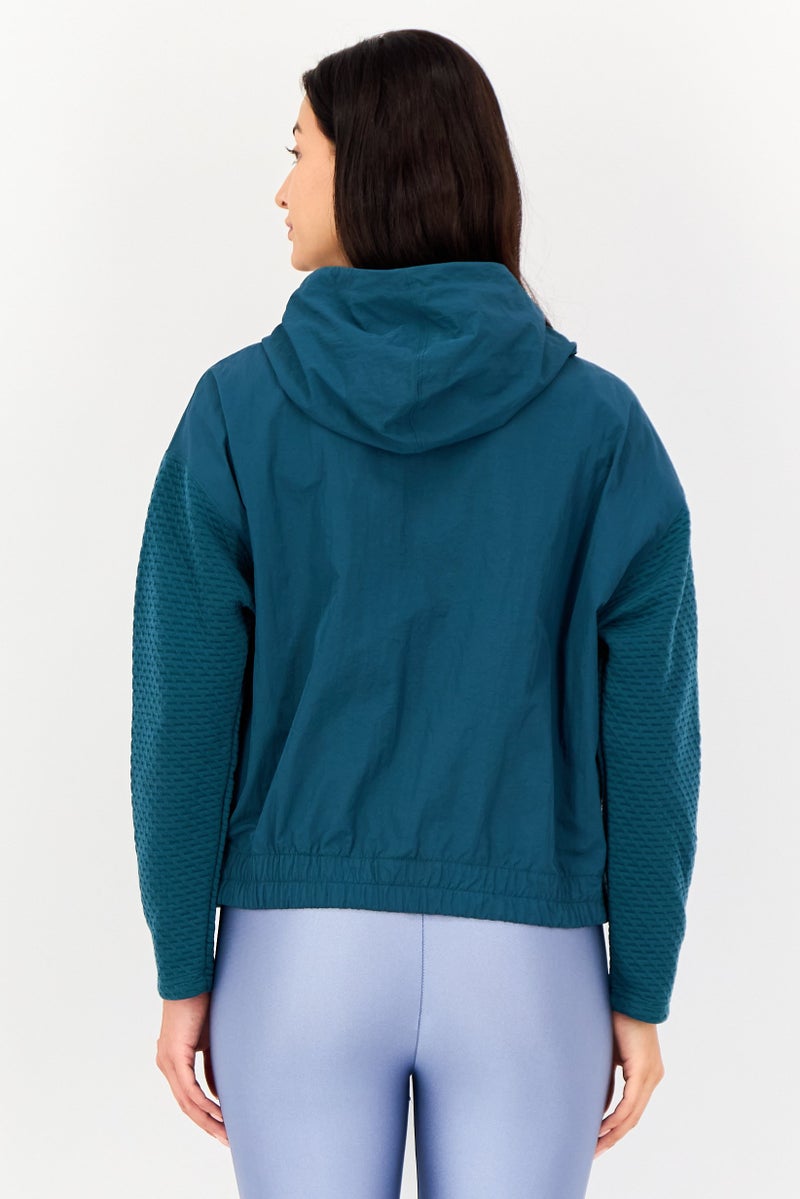 Reebok Women Sportswear Fit Long Sleeve Outdoor Jacket, Teal Blue - Image 3