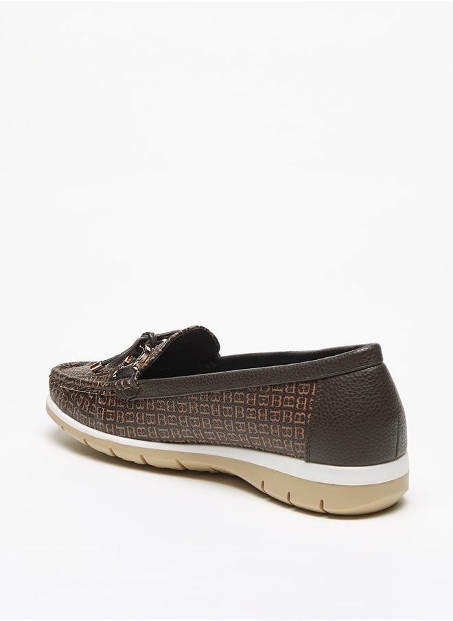 Flora Bella By Shoexpress - Textured Slip On Loafers with Bow Accent - Image 1