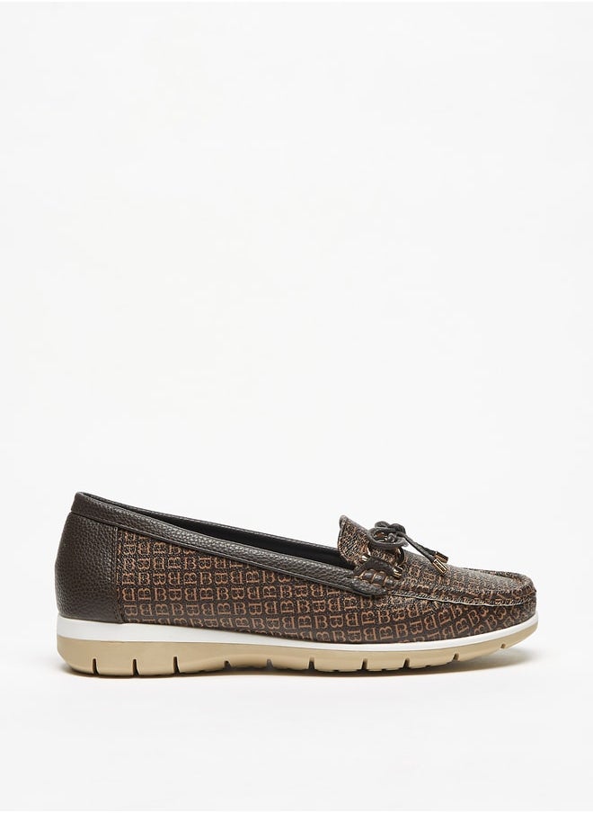 Flora Bella By Shoexpress - Textured Slip On Loafers with Bow Accent - Image 1