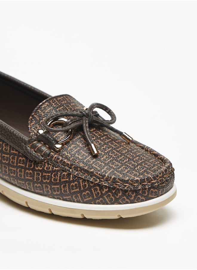Flora Bella By Shoexpress - Textured Slip On Loafers with Bow Accent - Image 1