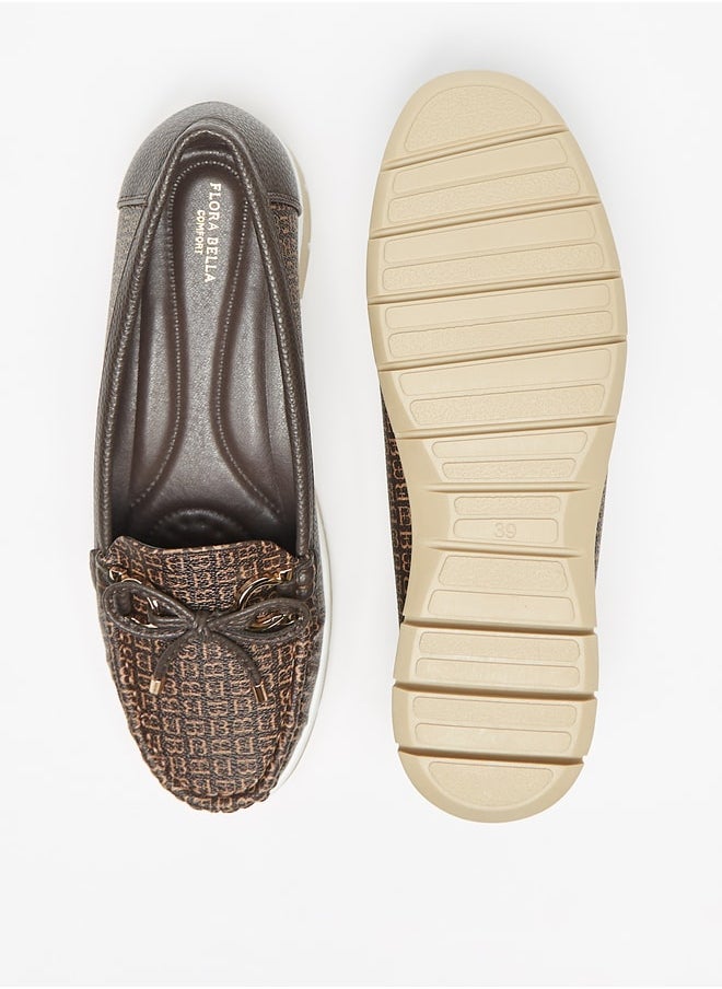 Flora Bella By Shoexpress - Textured Slip On Loafers with Bow Accent - Image 1