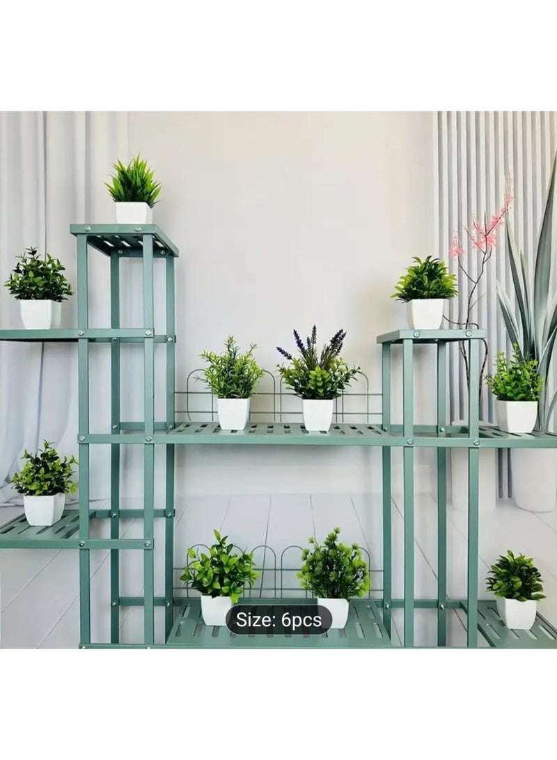 LDQ 6PCS Mini Artificial Green Potted Plants – Small White Flower & Lavender Simulation Plants for Home, Office, Bedroom & Bathroom Decoration - Image 3