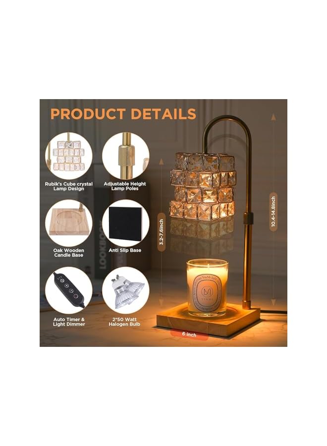 The Bros Candle Warmer Lamp, 4-Gear Dimmer and Height Adjustable Electric Candle Warmer with 2 Light Bulbs, Compatible with Small & Large Jar, Home Fragrance Warmer, Decorative Candle Heater - Image 5