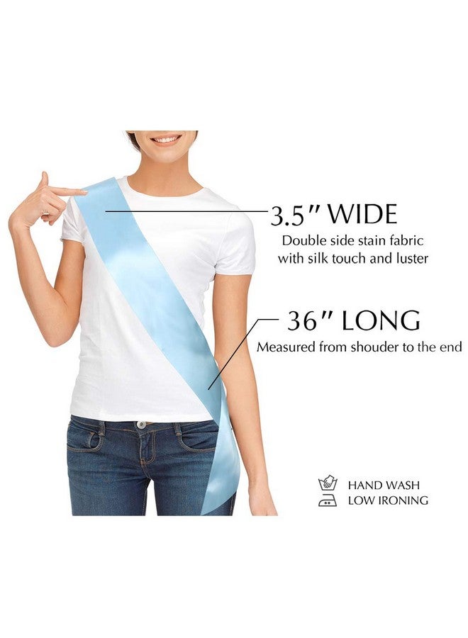 TREORSI Blank Satin Sash Plain Sash Party Decorations Make Your Own Sash (Light Blue) - Image 3
