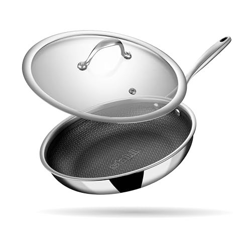 Stahl Artisan Hybrid 2 L, 24 cm Triply Frying Pan with Lid | Induction & Gas Stove Compatible | Honeycomb Non Stick Fry Pan, Metal Spoon Friendly - Image 1