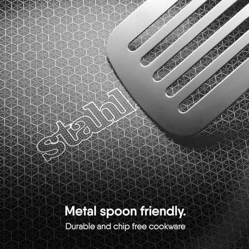 Stahl Artisan Hybrid 2 L, 24 cm Triply Frying Pan with Lid | Induction & Gas Stove Compatible | Honeycomb Non Stick Fry Pan, Metal Spoon Friendly - Image 3