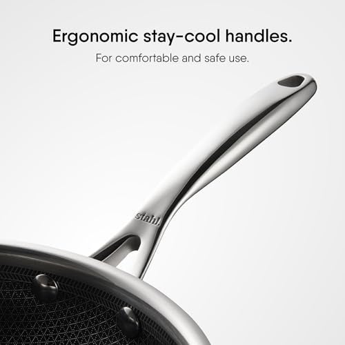 Stahl Artisan Hybrid 2 L, 24 cm Triply Frying Pan with Lid | Induction & Gas Stove Compatible | Honeycomb Non Stick Fry Pan, Metal Spoon Friendly - Image 4