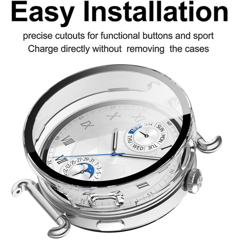 SJet Case for Huawei Watch GT6 41mm Hard PC Case with Tempered Glass Screen Protector with Bumper Guard Protective Cover For Huawei GT 6 41mm (Clear) - Image 4