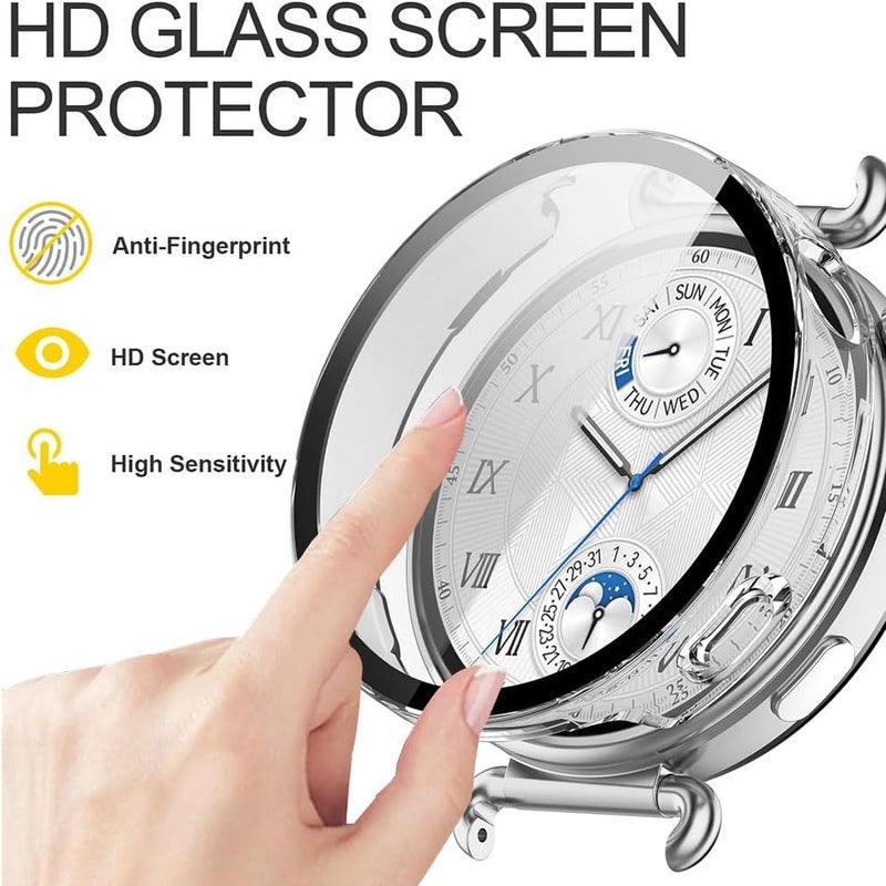 SJet Case for Huawei Watch GT6 41mm Hard PC Case with Tempered Glass Screen Protector with Bumper Guard Protective Cover For Huawei GT 6 41mm (Clear) - Image 3