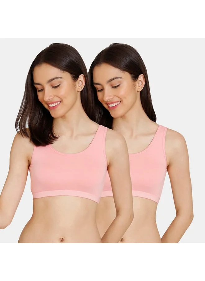 zivame Set of 2 - Zivame Solid Round Neck Sports Bra