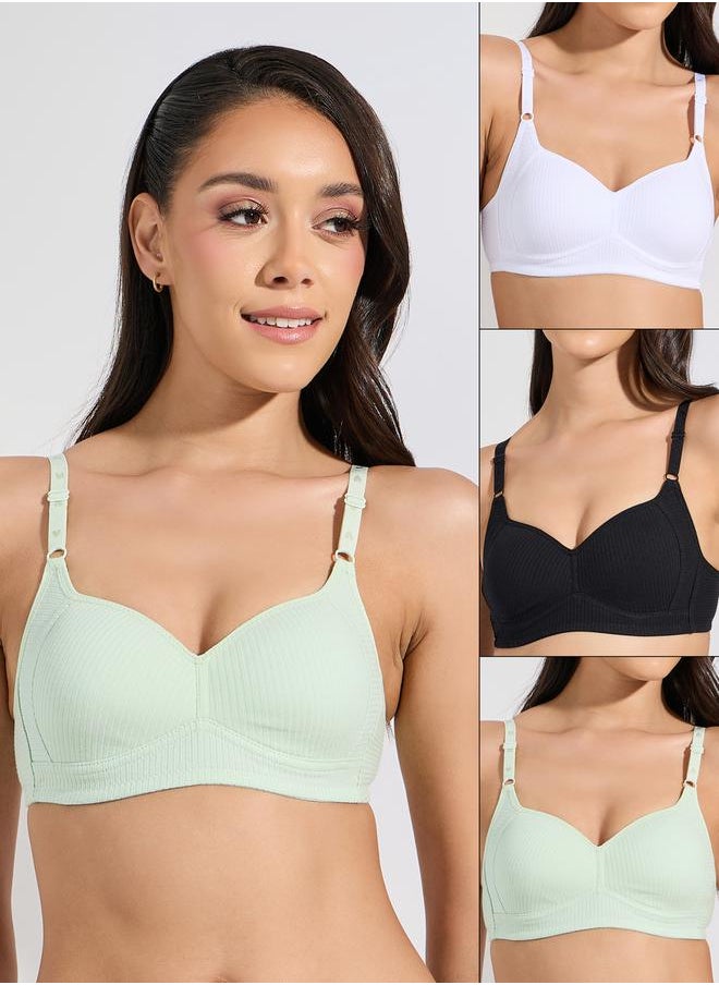 Styli مجموعة من 3 قطع - حمالة صدر قطنية مريحة مبطنة بدون سلك  - Image 1
