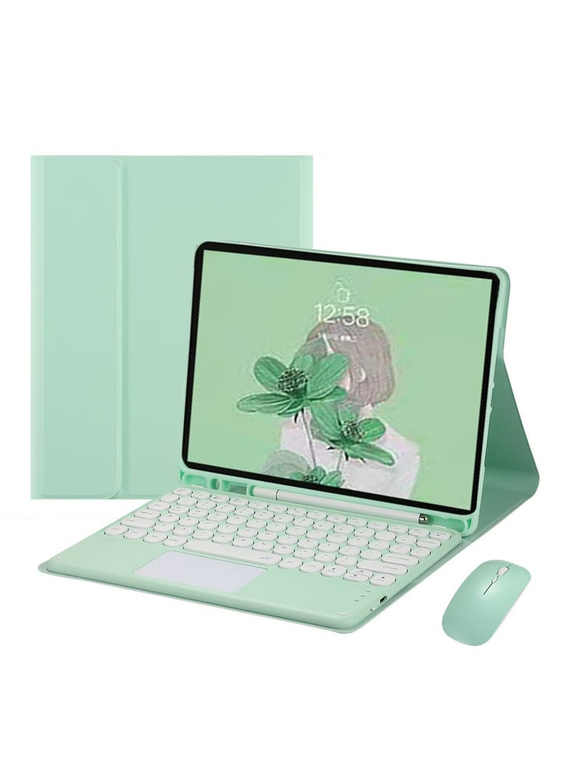 Bilingual Keyboard Case with Mouse for iPad 10th Generation 10.9 2022/2025 iPad 11, Touchpad Keyboard Case Retro Round Keys with Mouse Cute Colorful Keyboard Built-in Trackpad. 