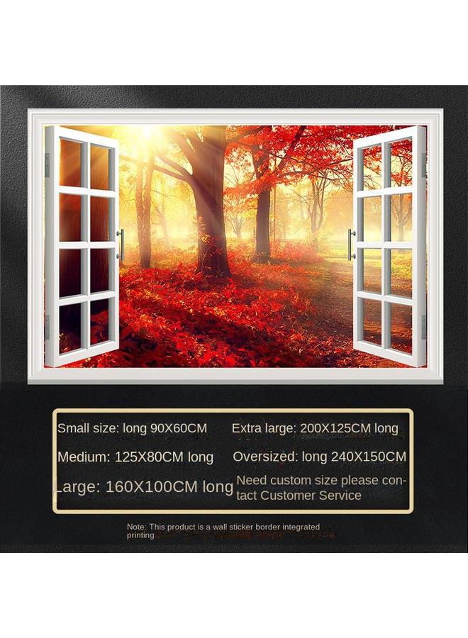 Bluejw Fake Window Self-adhesive 3D Wall Stickers Living Room Decorative Painting Bedroom Landscape Nature Waterproof Wall Stickers Wallpaper - Image 1